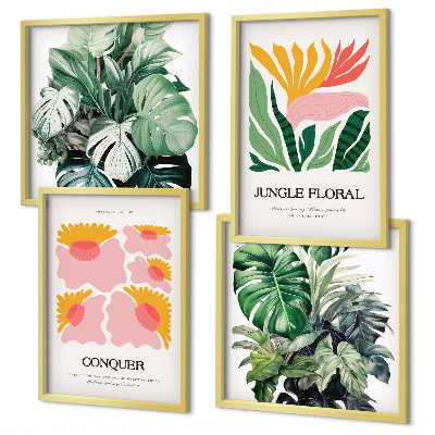 Multi-piece wall decor set Flowers leaves modern posters