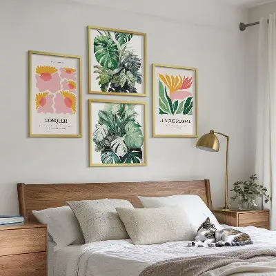 Multi-piece wall decor set modern flower and leaf posters