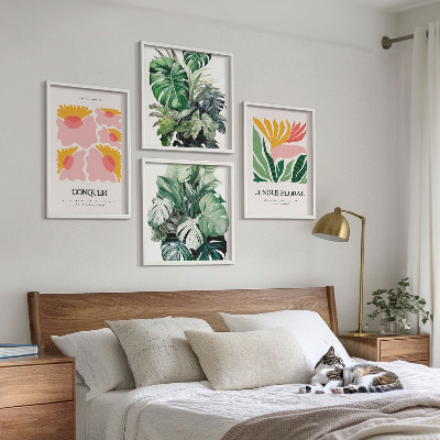 Multi-piece wall decor set Flowers leaves modern posters