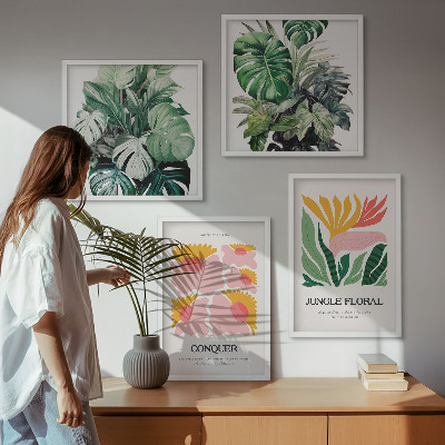 Multi-piece wall decor set Flowers leaves modern posters