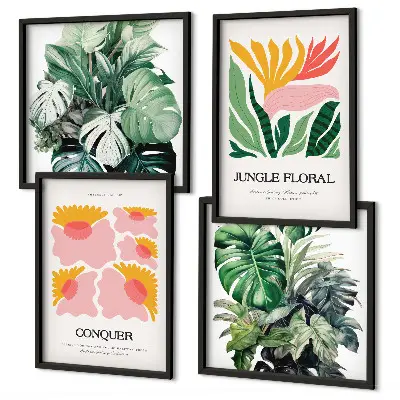 Multi-piece wall decor set modern flower and leaf posters