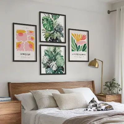 Multi-piece wall decor set modern flower and leaf posters