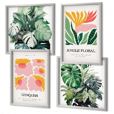 Multi-piece wall decor set Flowers leaves modern posters