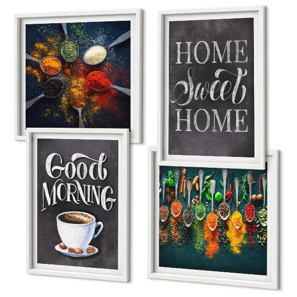 Wall art set spices, coffee, and herbs