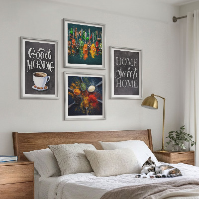 Wall art set Spices, coffee, cup, herbs