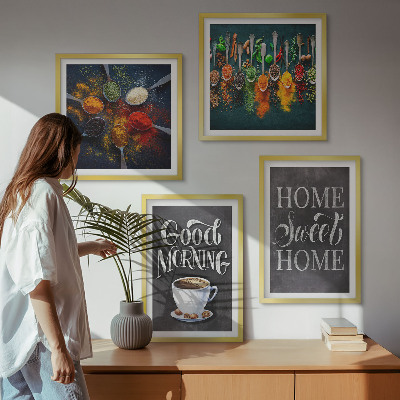 Wall art set Spices, coffee, cup, herbs