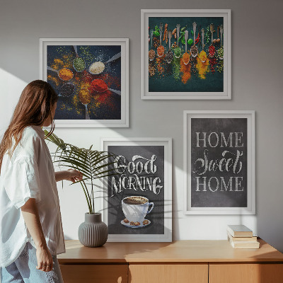 Wall art set Spices, coffee, cup, herbs