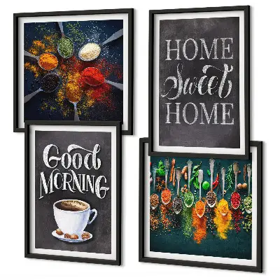 Wall art set spices, coffee, and herbs