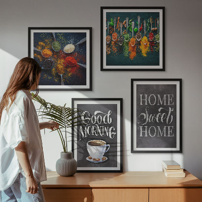 Wall art set Spices, coffee, cup, herbs