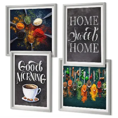 Wall art set spices, coffee, and herbs