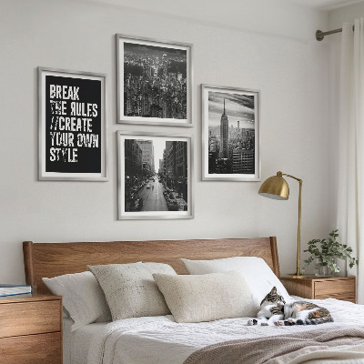 Set of 4 wall art pieces City streets black and white inspiration