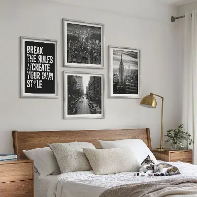 City streets black and white wall art set of 4 pieces