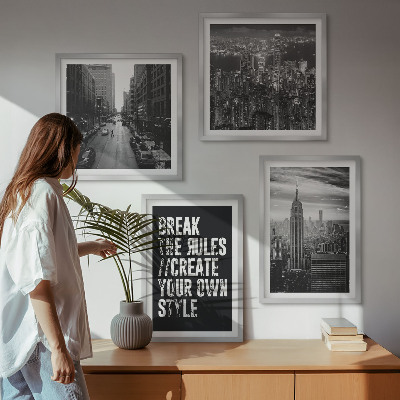 Set of 4 wall art pieces City streets black and white inspiration