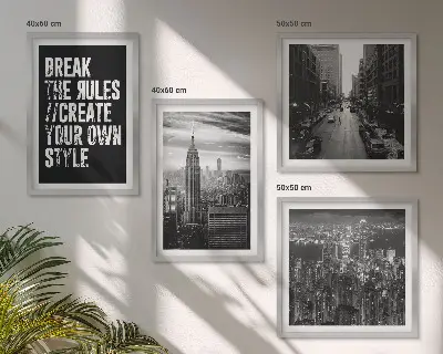 City streets black and white wall art set of 4 pieces