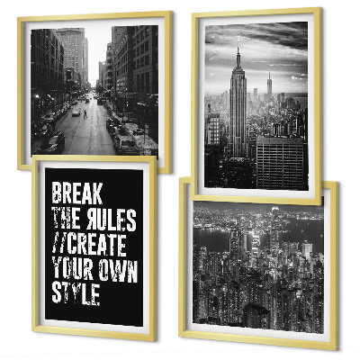 Set of 4 wall art pieces City streets black and white inspiration