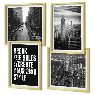 City streets black and white wall art set of 4 pieces