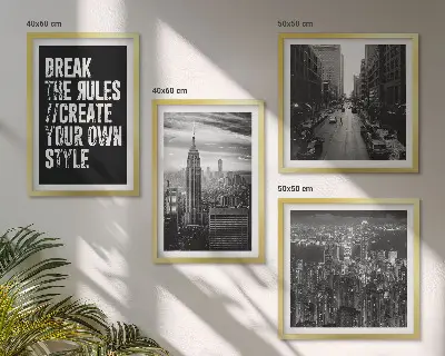 City streets black and white wall art set of 4 pieces