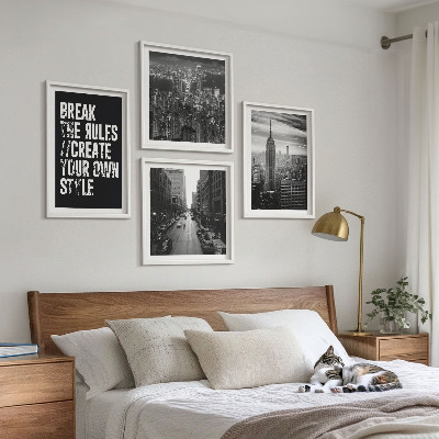 Set of 4 wall art pieces City streets black and white inspiration