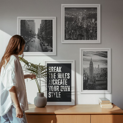 Set of 4 wall art pieces City streets black and white inspiration