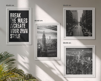 Set of 4 wall art pieces City streets black and white inspiration