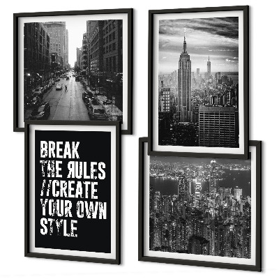 Set of 4 wall art pieces City streets black and white inspiration