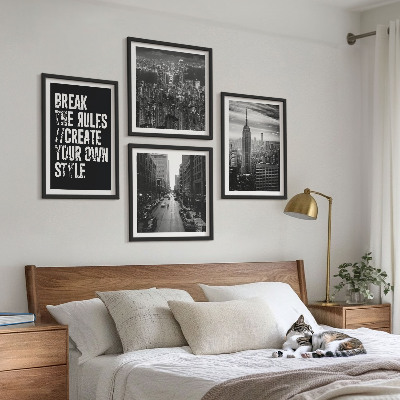 Set of 4 wall art pieces City streets black and white inspiration
