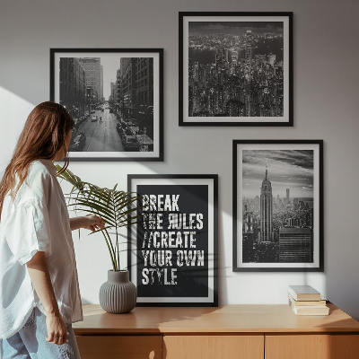 Set of 4 wall art pieces City streets black and white inspiration