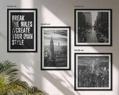 City streets black and white wall art set of 4 pieces