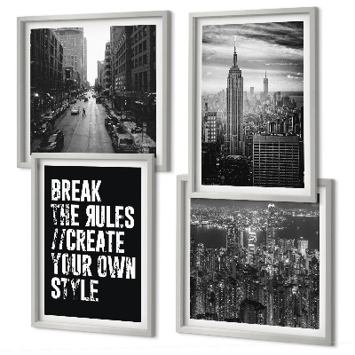 Set of 4 wall art pieces City streets black and white inspiration
