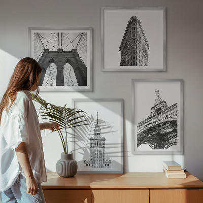 Multi-piece wall decor set Architecture black and white minimalism