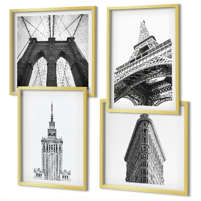 Multi-piece wall decor set Architecture black and white minimalism