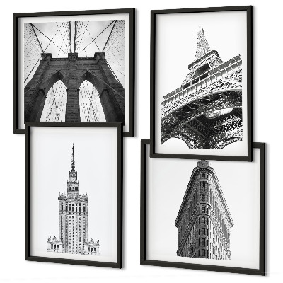 Multi-piece wall decor set Architecture black and white minimalism