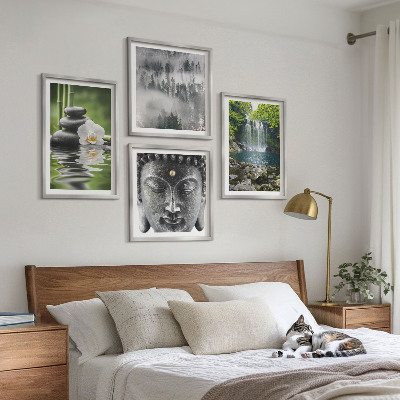 Wall art set Harmony of nature stones water Buddha