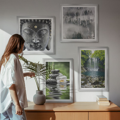 Wall art set Harmony of nature stones water Buddha