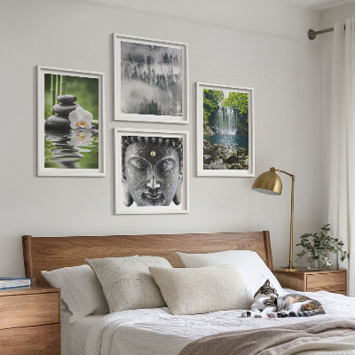 Wall art set Harmony of nature stones water Buddha