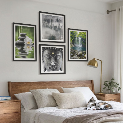 Wall art set Harmony of nature stones water Buddha