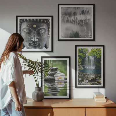 Wall art set Harmony of nature stones water Buddha
