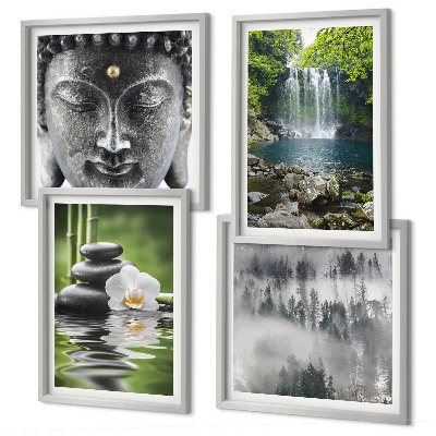 Wall art set Harmony of nature stones water Buddha