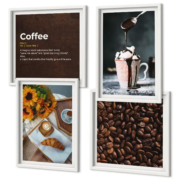 Italian breakfast coffee beans multi-piece wall decor set
