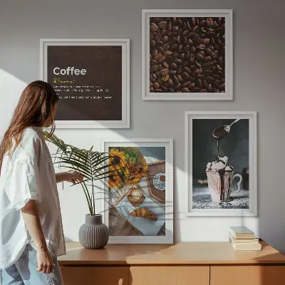 Italian breakfast coffee beans multi-piece wall decor set