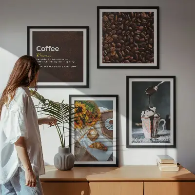 Italian breakfast coffee beans multi-piece wall decor set
