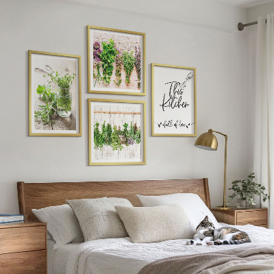 Wall art set Dried herbs kitchen theme