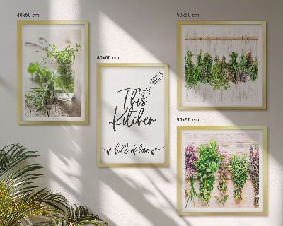Wall art set Dried herbs kitchen theme