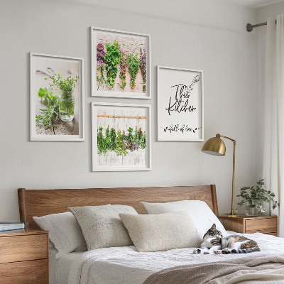 Wall art set Dried herbs kitchen theme