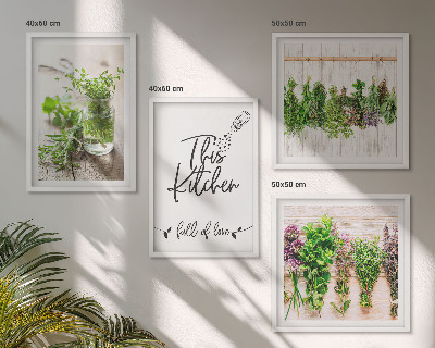 Wall art set Dried herbs kitchen theme