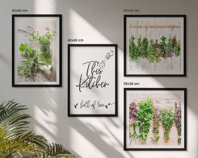 Wall art set Dried herbs kitchen theme