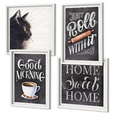 Cat themed wall art set set of 4 kitchen pieces