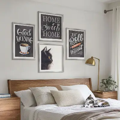 Cat themed wall art set set of 4 kitchen pieces
