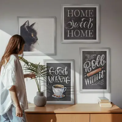 Cat themed wall art set set of 4 kitchen pieces