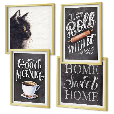 Cat themed wall art set set of 4 kitchen pieces
